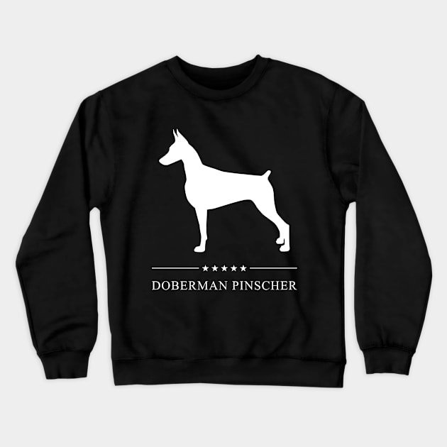 Doberman Pinscher Dog White Silhouette Crewneck Sweatshirt by millersye